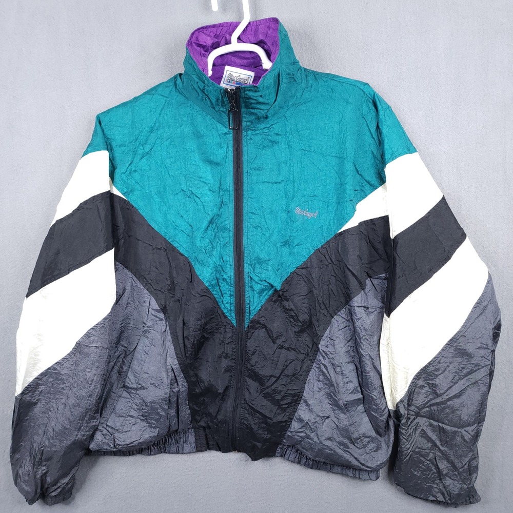 MacGregor Windbreaker Jacket Mens 2X Teal Purple Vintage 90s Colorblock Retro